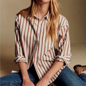 CLEARANCE ✨Sezane Bilma Brown Stripe Shirt US10/42 EUC